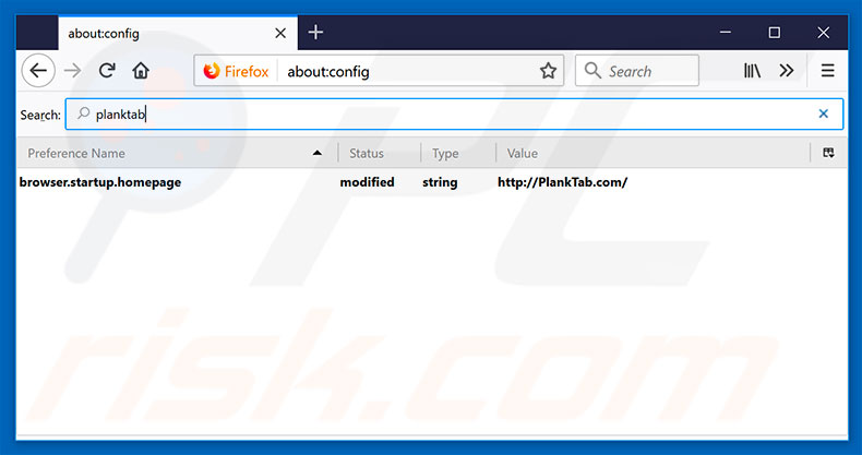 Removing planktab.com from Mozilla Firefox default search engine