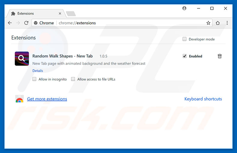 Removing search.randomwalktab.com related Google Chrome extensions