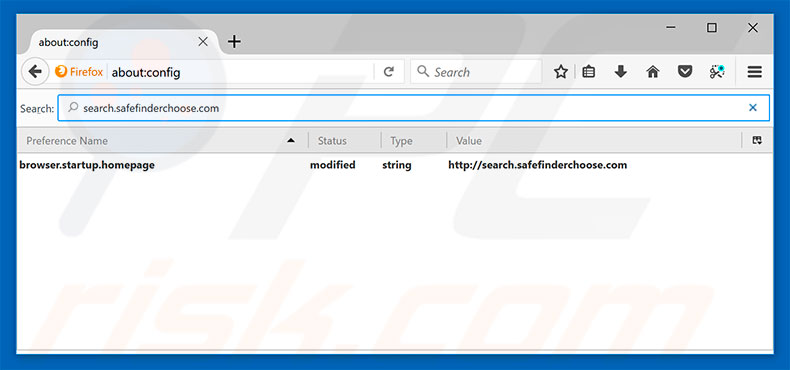 Removing search.safefinderchoose.com from Mozilla Firefox default search engine