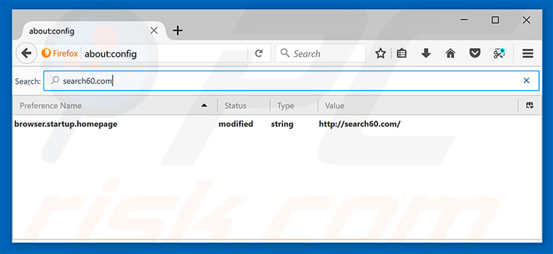 Removing search60.com from Mozilla Firefox default search engine