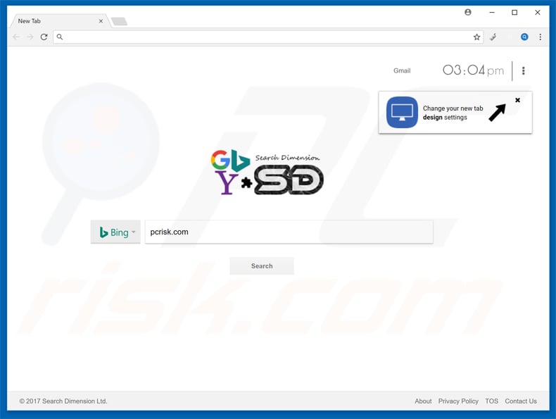 searchdimension.com browser hijacker main