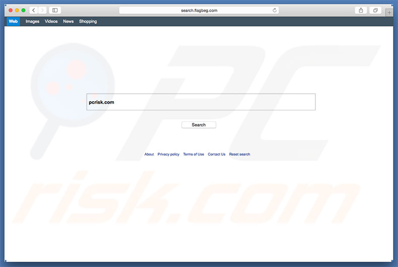 search.flagbeg.com browser hijacker on a Mac computer