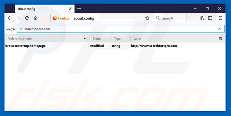 Removing searchfortpro.com from Mozilla Firefox default search engine
