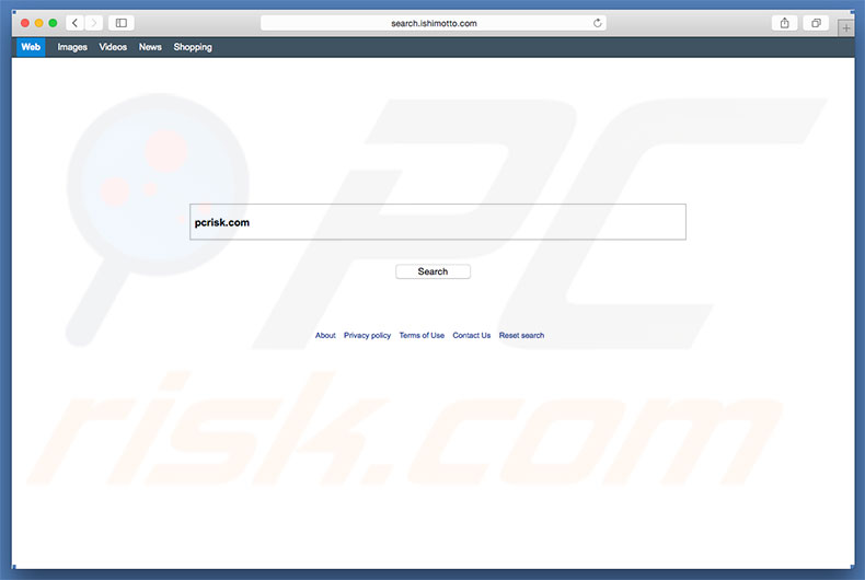 search.ishimotto.com browser hijacker on a Mac computer
