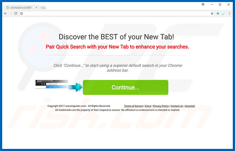 Website used to promote Quick Search browser hijacker