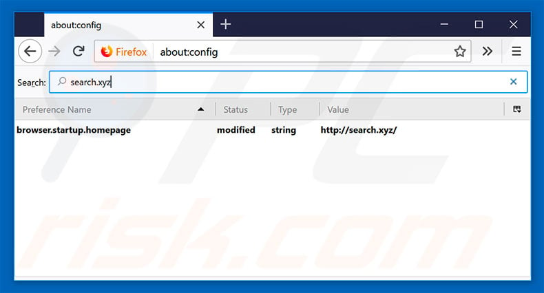 Removing search.xyz from Mozilla Firefox default search engine