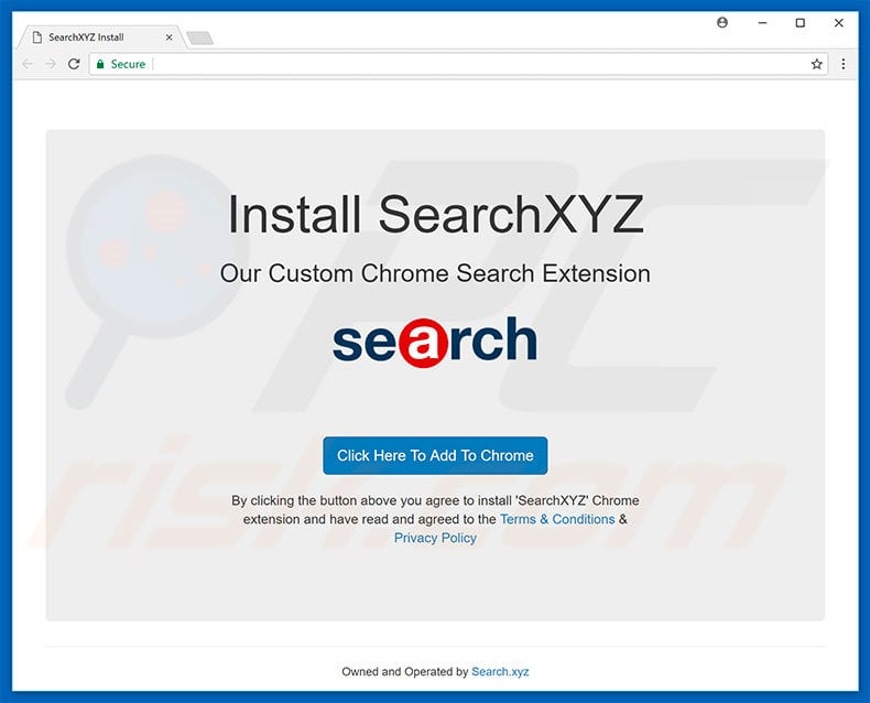 Website used to promote SearchXYZ browser hijacker