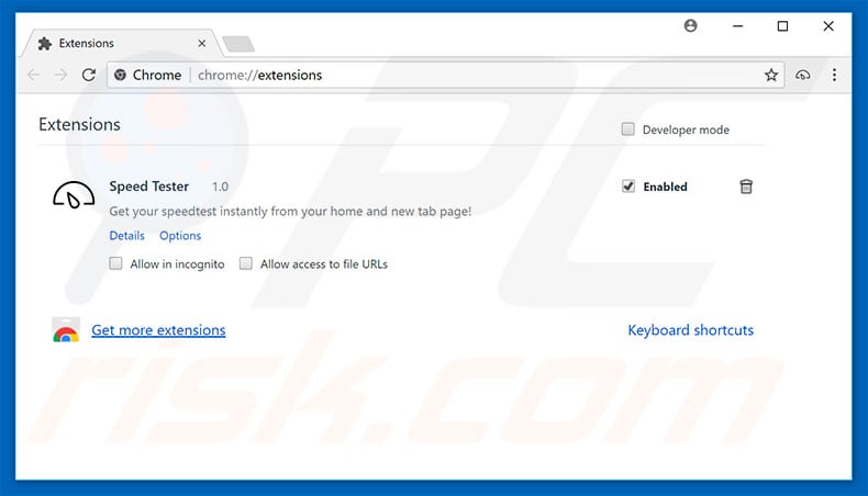 Removing search.yourspeedtester.com related Google Chrome extensions