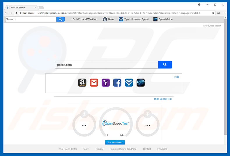 search.yourspeedtester.com browser hijacker