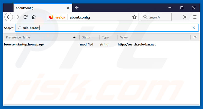 Removing solo-bar.net from Mozilla Firefox default search engine