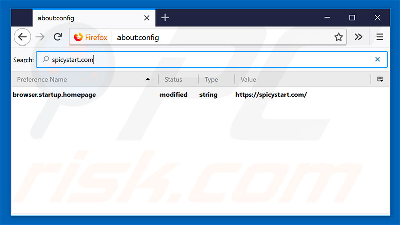 Removing spicystart.com from Mozilla Firefox default search engine