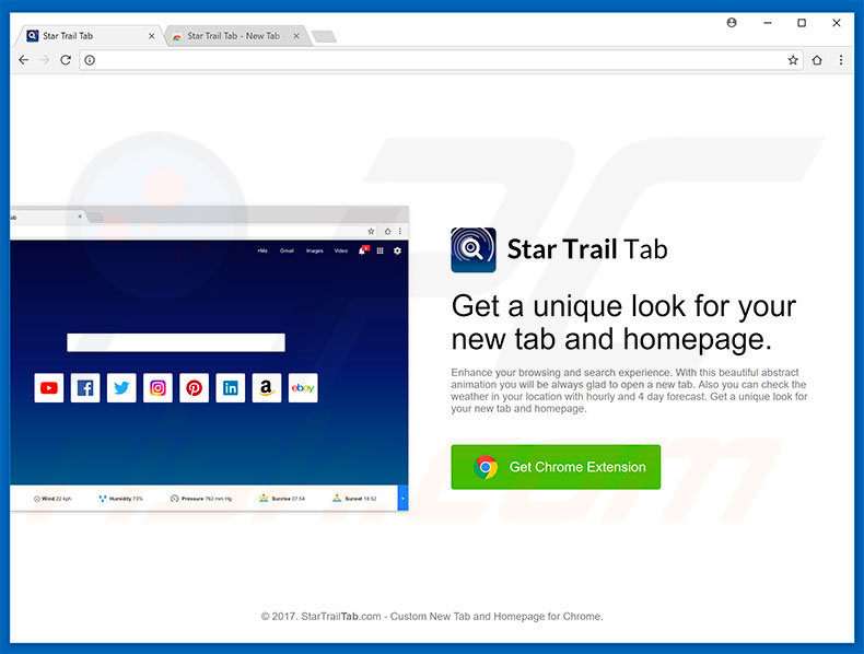 Website used to promote Star Trail Tab browser hijacker
