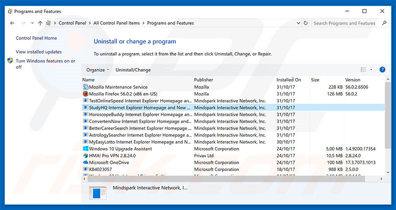 hp.myway.com browser hijacker uninstall via Control Panel