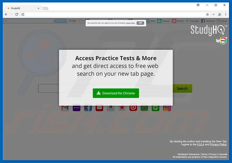Website used to promote StudyHQ browser hijacker