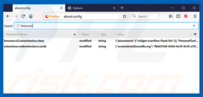 Removing themovie-hub.net from Mozilla Firefox default search engine