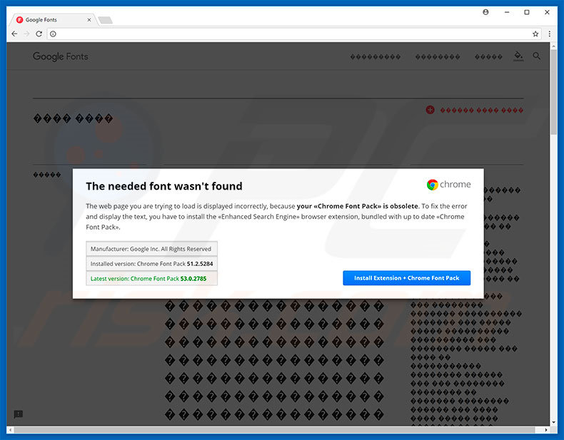The Needed Font Wasnt Found adware