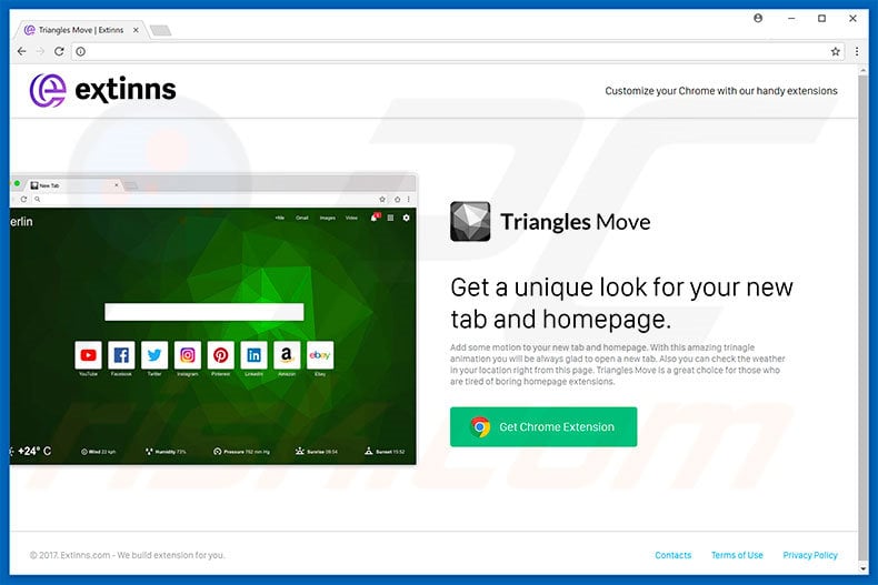 Website used to promote Triangles Move browser hijacker