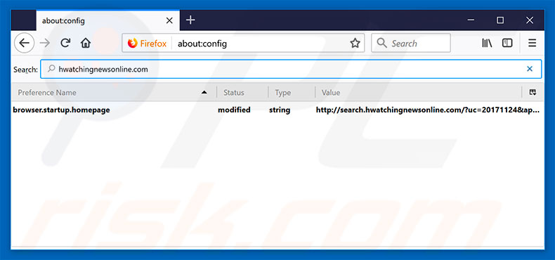 Removing search.hwatchingnewsonline.com from Mozilla Firefox default search engine