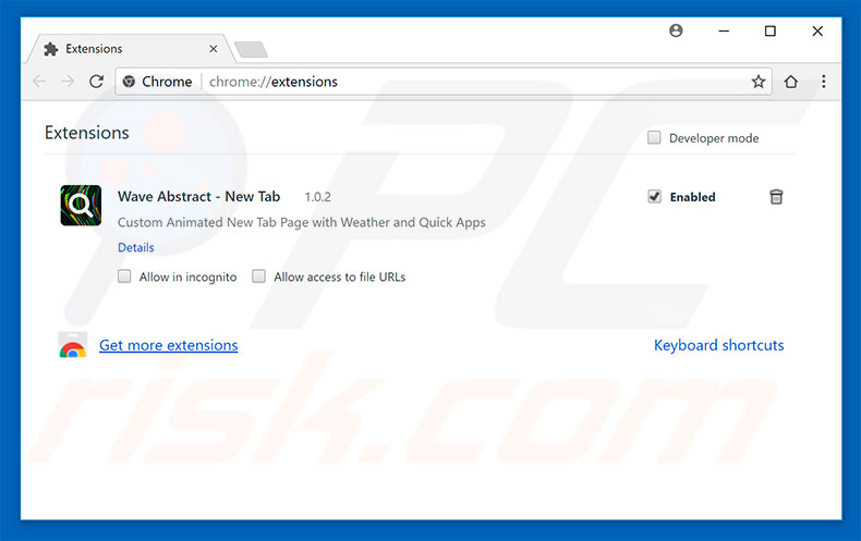 Removing wave-abstract.com related Google Chrome extensions