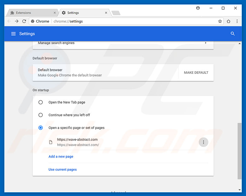 Removing wave-abstract.com from Google Chrome homepage