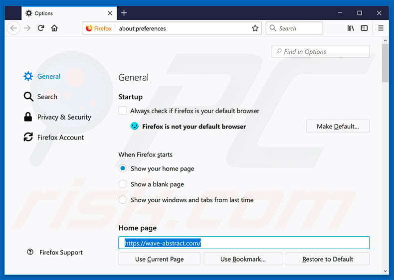 Removing wave-abstract.com from Mozilla Firefox homepage