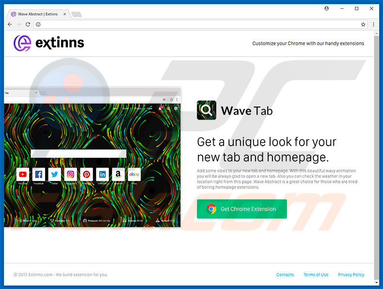 Website used to promote Wave Abstract browser hijacker