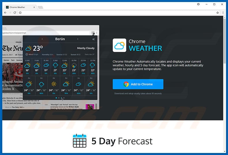 Extensão Chrome: Weather Aware