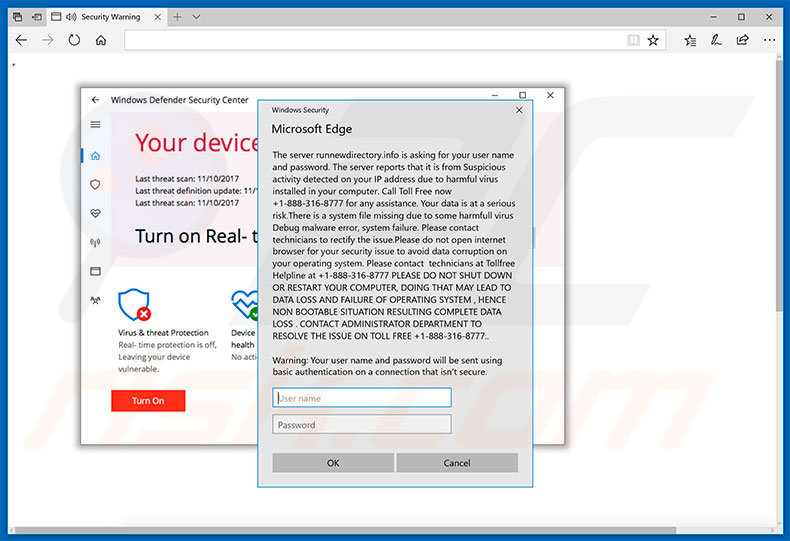Your Device Is Under Threat Scam second popup