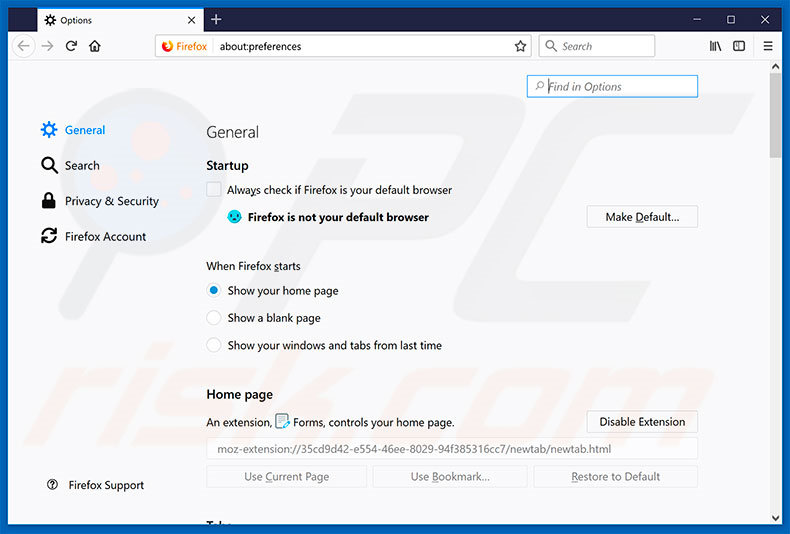 Removing search.yourfreeonlineforms.com from Mozilla Firefox homepage