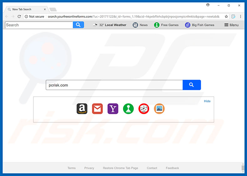 search.yourfreeonlineforms.com browser hijacker