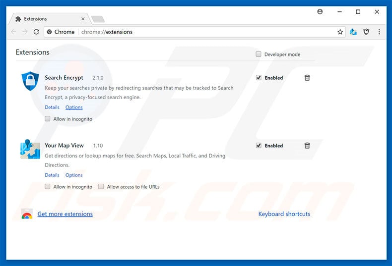 Removing search.hyourmapview.com related Google Chrome extensions