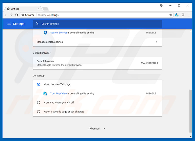 Removing search.hyourmapview.com from Google Chrome homepage