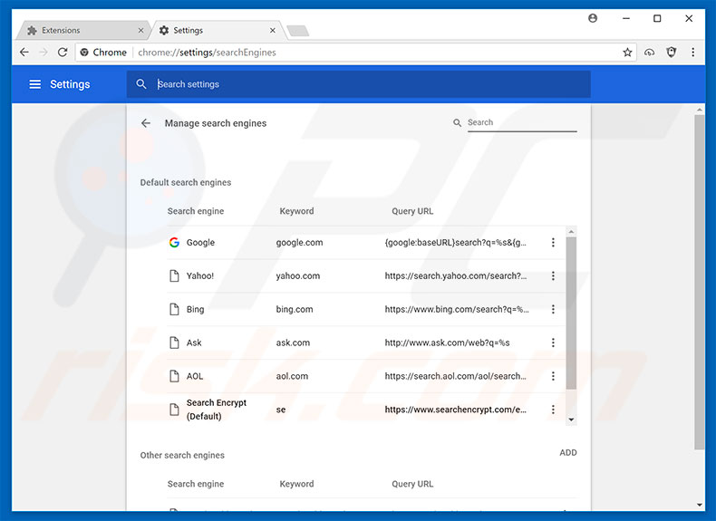Removing search.yourspeedtestnow.com from Google Chrome default search engine