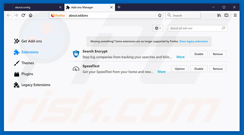Removing search.yourspeedtestnow.com related Mozilla Firefox extensions