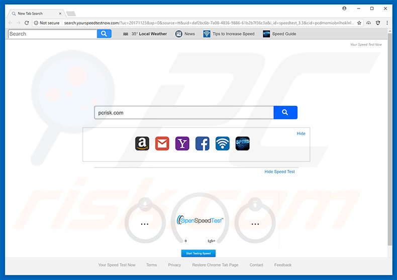 search.yourspeedtestnow.com browser hijacker