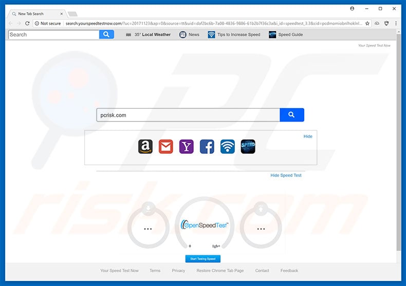 search.yourspeedtestnow.com browser hijacker