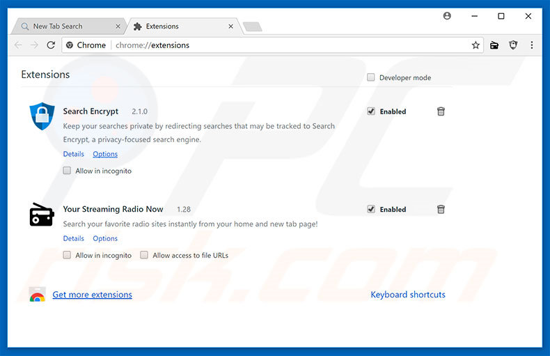 Removing search.hyourstreamingradionow.com related Google Chrome extensions