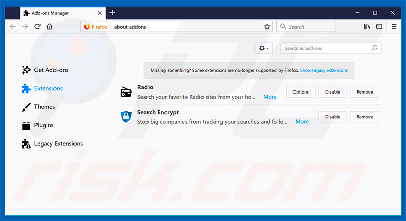 Removing search.hyourstreamingradionow.com related Mozilla Firefox extensions