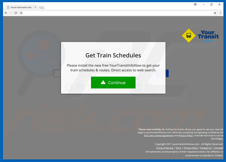 Website used to promote Your Transit Info Now browser hijacker