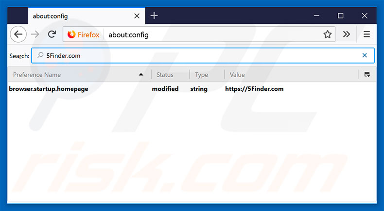 Removing 5finder.com from Mozilla Firefox default search engine