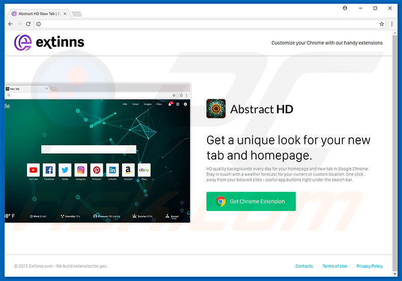 Website used to promote Abstract HD browser hijacker