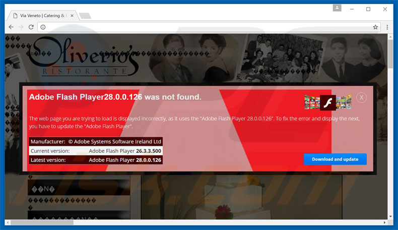 Adobe Flash Player Was Not Found adware