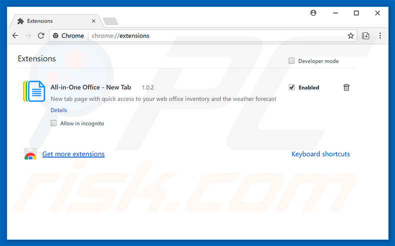 Removing search.allinoneoffice.net related Google Chrome extensions