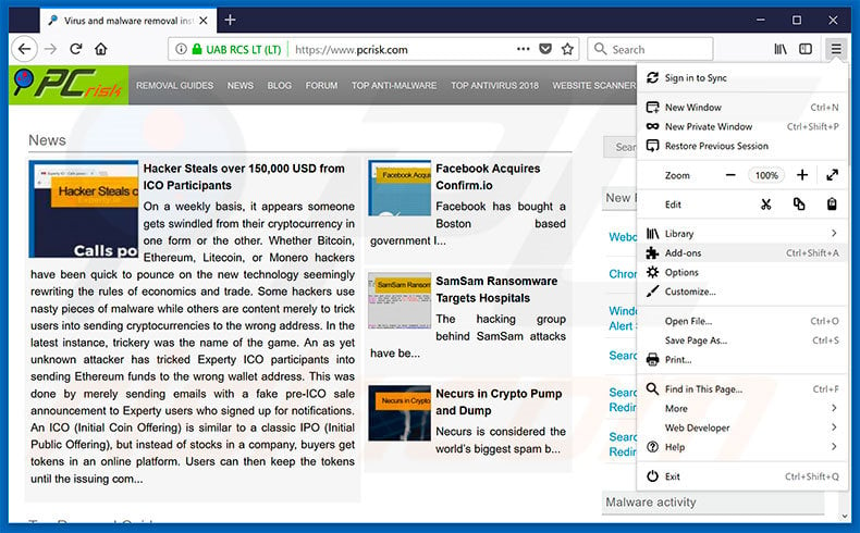 Removing billmscurlrev.com ads from Mozilla Firefox step 1