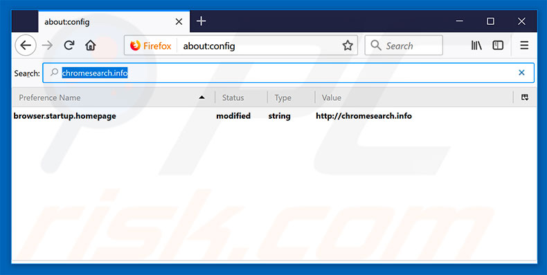 Removing chromesearch.info from Mozilla Firefox default search engine