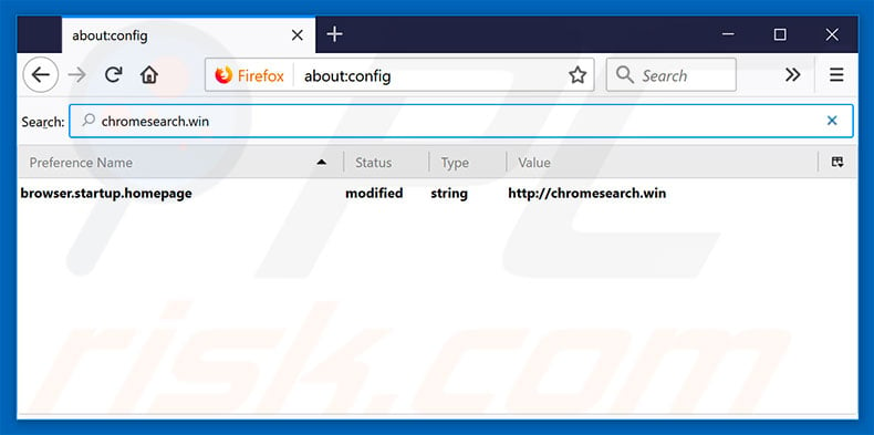 Removing chromesearch.win from Mozilla Firefox default search engine