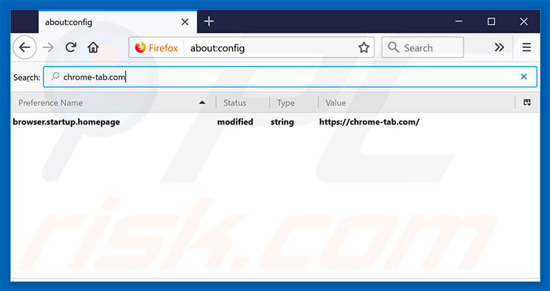 Removing chrome-tab.com from Mozilla Firefox default search engine