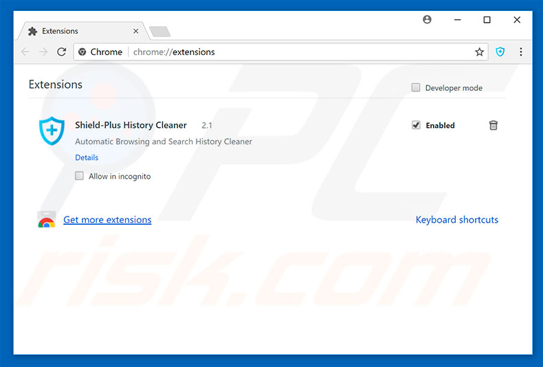Removing clean.shield-plus.com related Google Chrome extensions