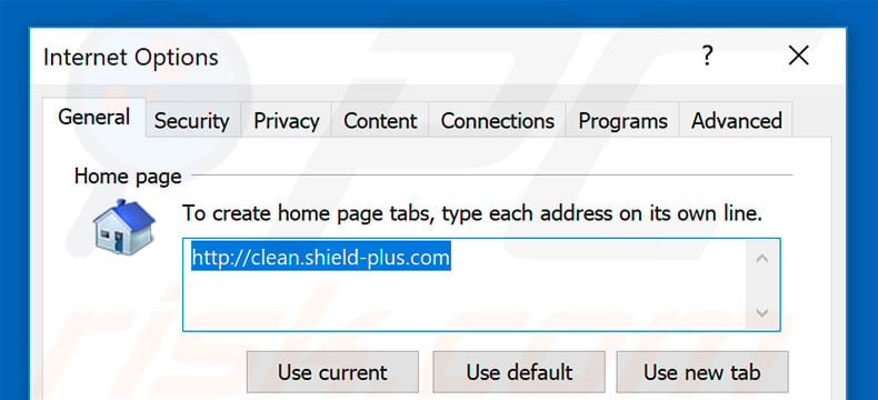 Removing clean.shield-plus.com from Internet Explorer homepage