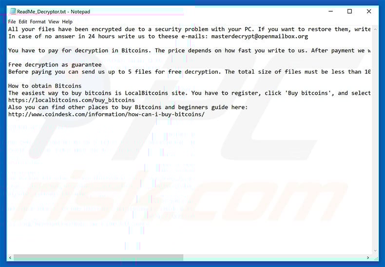 Dcrtr decrypt instructions (ReadMe_Decryptor.txt)